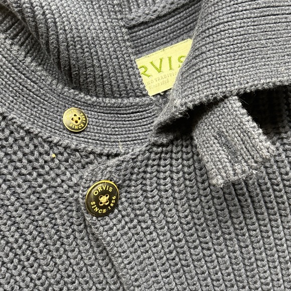 ORVIS Double Breasted Cardigan Sweater Men's Large Cotton Navy Fisherman Grandpa - Picture 16 of 16